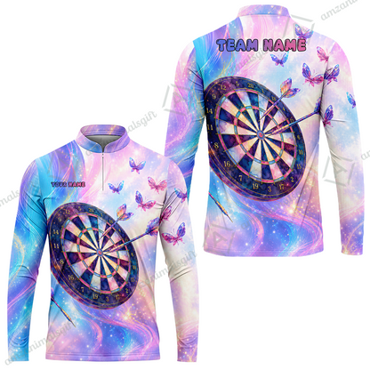 Custom Dart Jersey Team Shirt For Players, Dart Pastel Galaxy Butterfly, Personalize Name and Team Name
