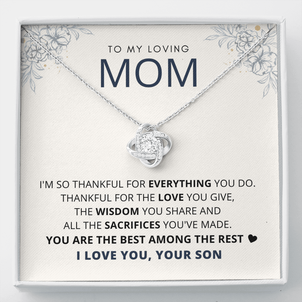 Love Knot Necklace For Mom - I'm So thankful For Everything You Do, Thankful For The Love You Give Love Knot Necklace - Perfect Gift For Mom, Mom To Be Gifts - Amzanimalsgift