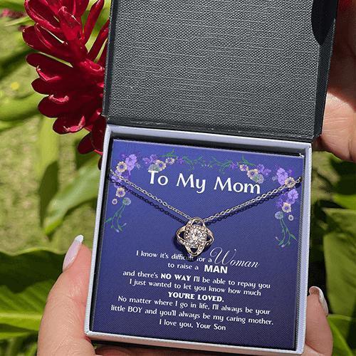 Love Knot Necklace For Mom - No Matter Where I Go In Life, I'll Always Be Your Litter Boy And You'll Always Be My Caring Mother Love Knot Necklace - Perfect Gift For Mom, Necklace For Mom - Amzanimalsgift