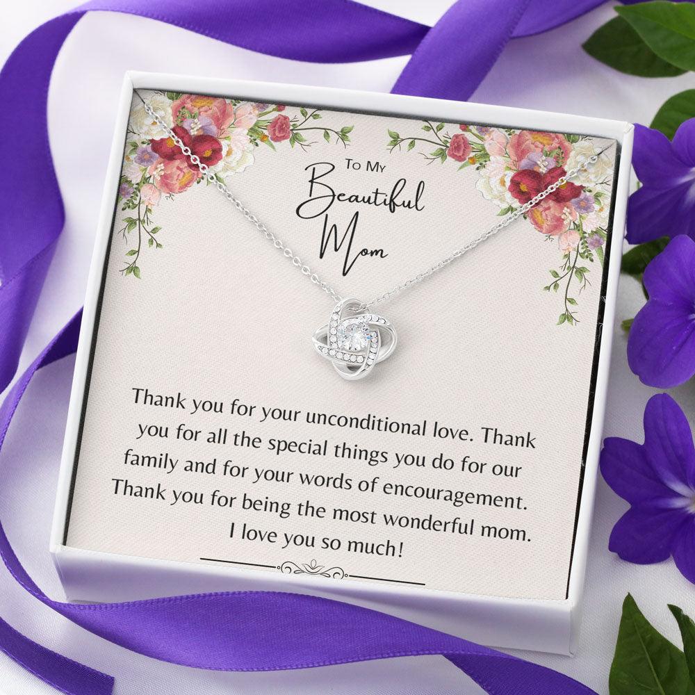 Love Knot Necklace For Mom - Thank You For Being The Most Wonderful Mom, Mom Necklace, Anniversary Gift, Mother's Day Gift, Best Gift Idea for Mom - Amzanimalsgift