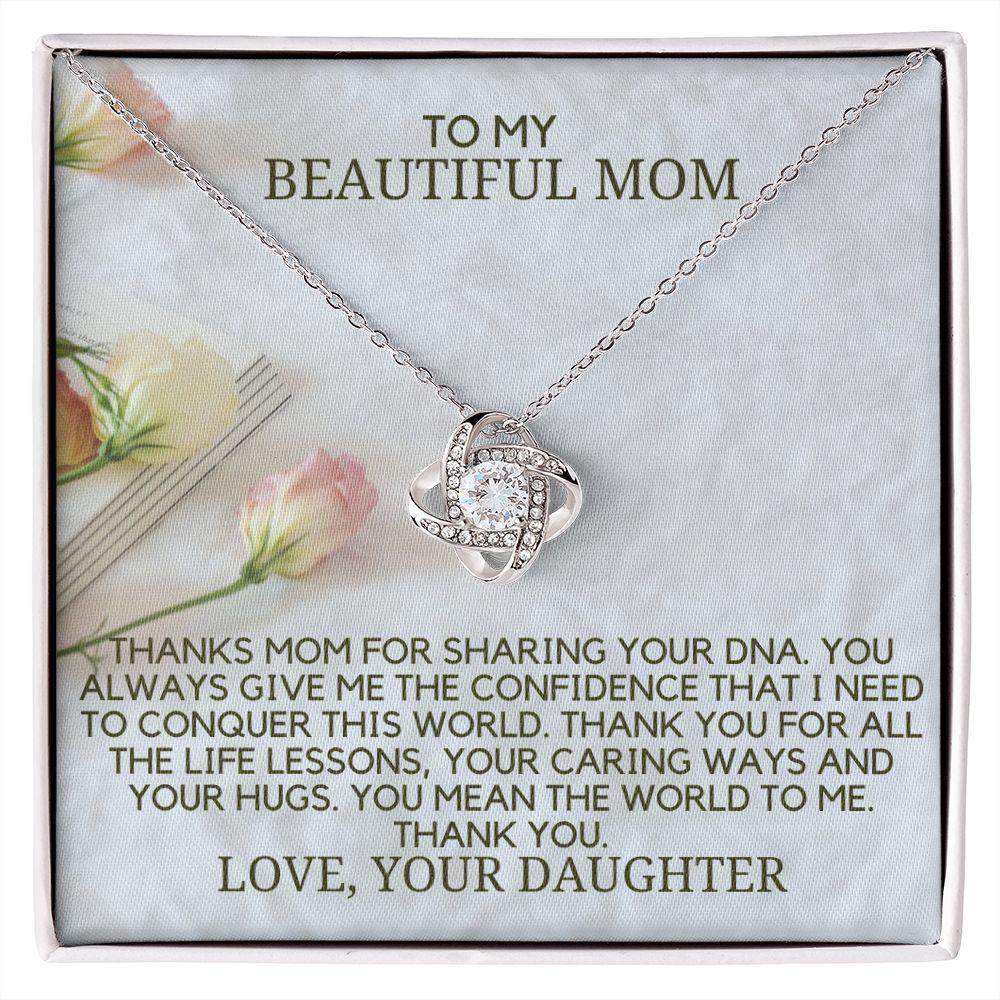 Love Knot Necklace For Mom - Thank You For Sharing Your DNA From Your Daughter Love Knot Necklace - Perfect Gift For Mom, Mothersday Gifts - Amzanimalsgift
