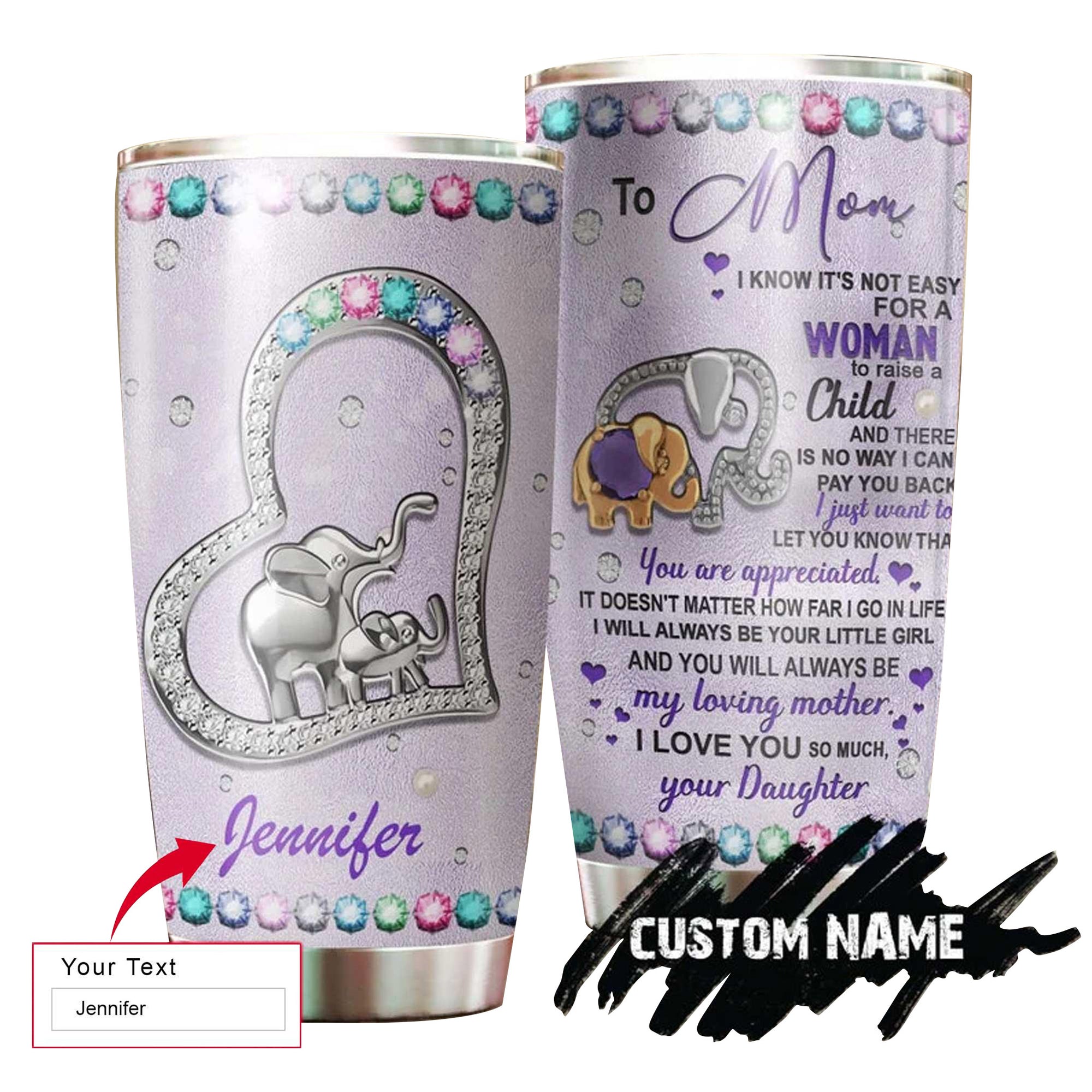Personalized Mother's Day Gift Tumbler - Elephant Mom I Love You So Much Custom Tumbler, Gift For Mother's Day, Presents For Mom From Daughter Son