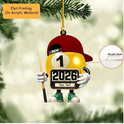 Personalized Christmas Billiard Ornament, Billiard Ball Calender, Custom Ornament Christmas Gift, Keychain Billiard Christmas, Car Ornament Billiard Christmas