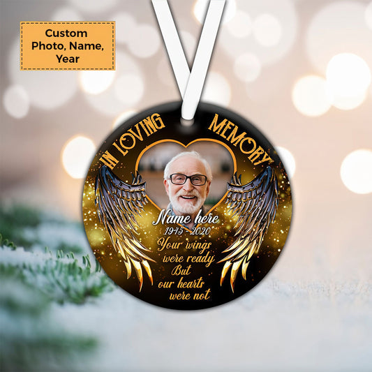 Custom Memories Photo With Members Family Ceramic Ornament, Custom Photo Ornament With Dad, Mom - Christmas Ornament Gift For Members Family