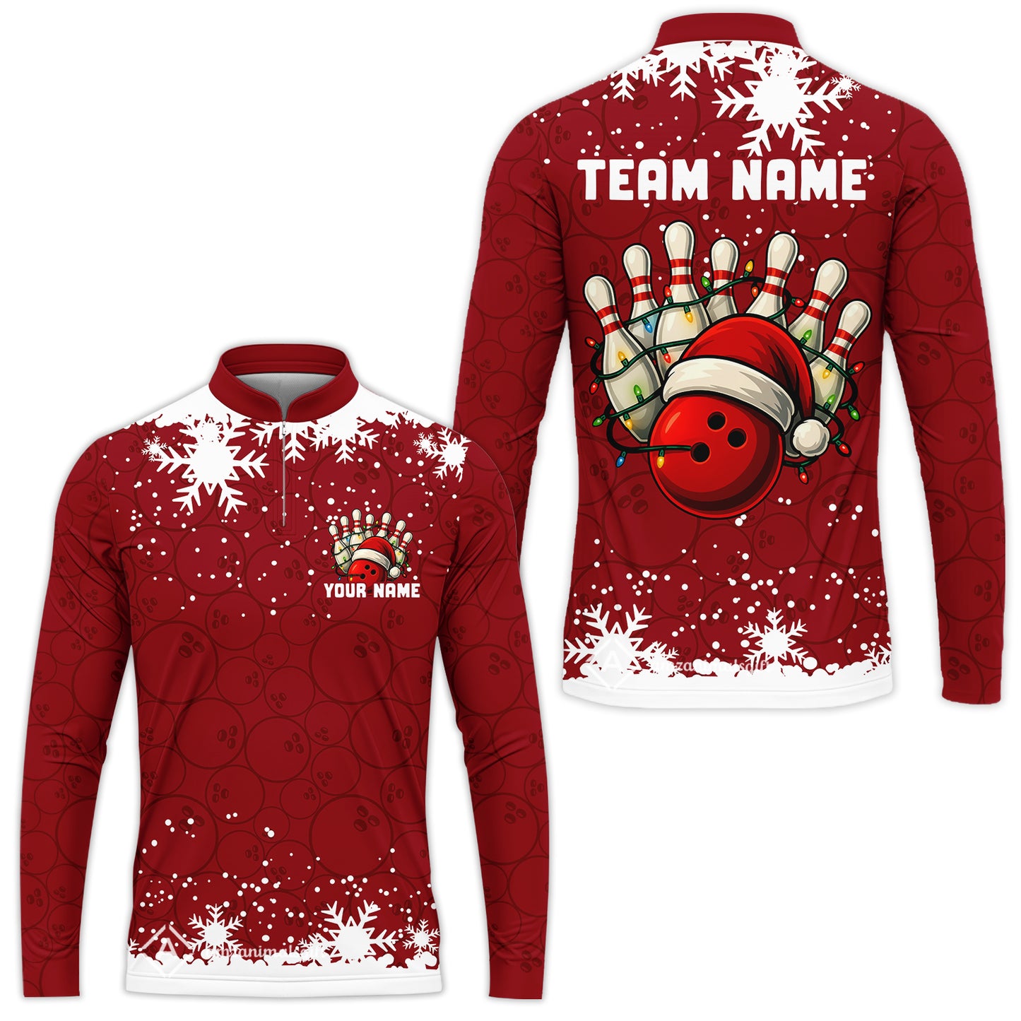 Christmas Bowling snowflake, Custom Xmas Bowling Outfits, Christmas Bowling uniforms - Bowling Polo Personalized Name And Team Name