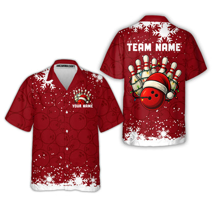 Christmas Bowling snowflake, Custom Xmas Bowling Outfits, Christmas Bowling uniforms - Bowling Polo Personalized Name And Team Name