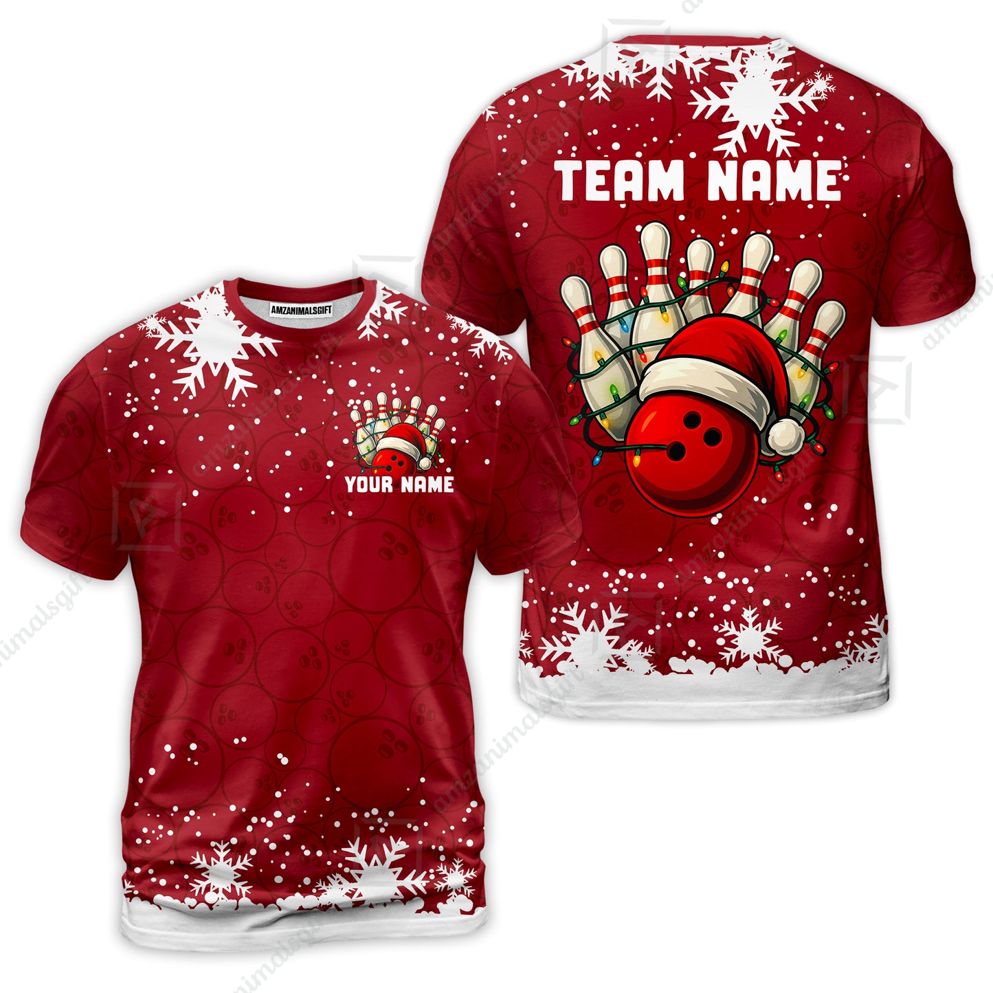 Christmas Bowling snowflake, Custom Xmas Bowling Outfits, Christmas Bowling uniforms - Bowling Polo Personalized Name And Team Name