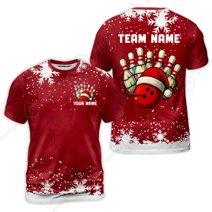 Christmas Bowling snowflake, Custom Xmas Bowling Outfits, Christmas Bowling uniforms - Bowling Polo Personalized Name And Team Name