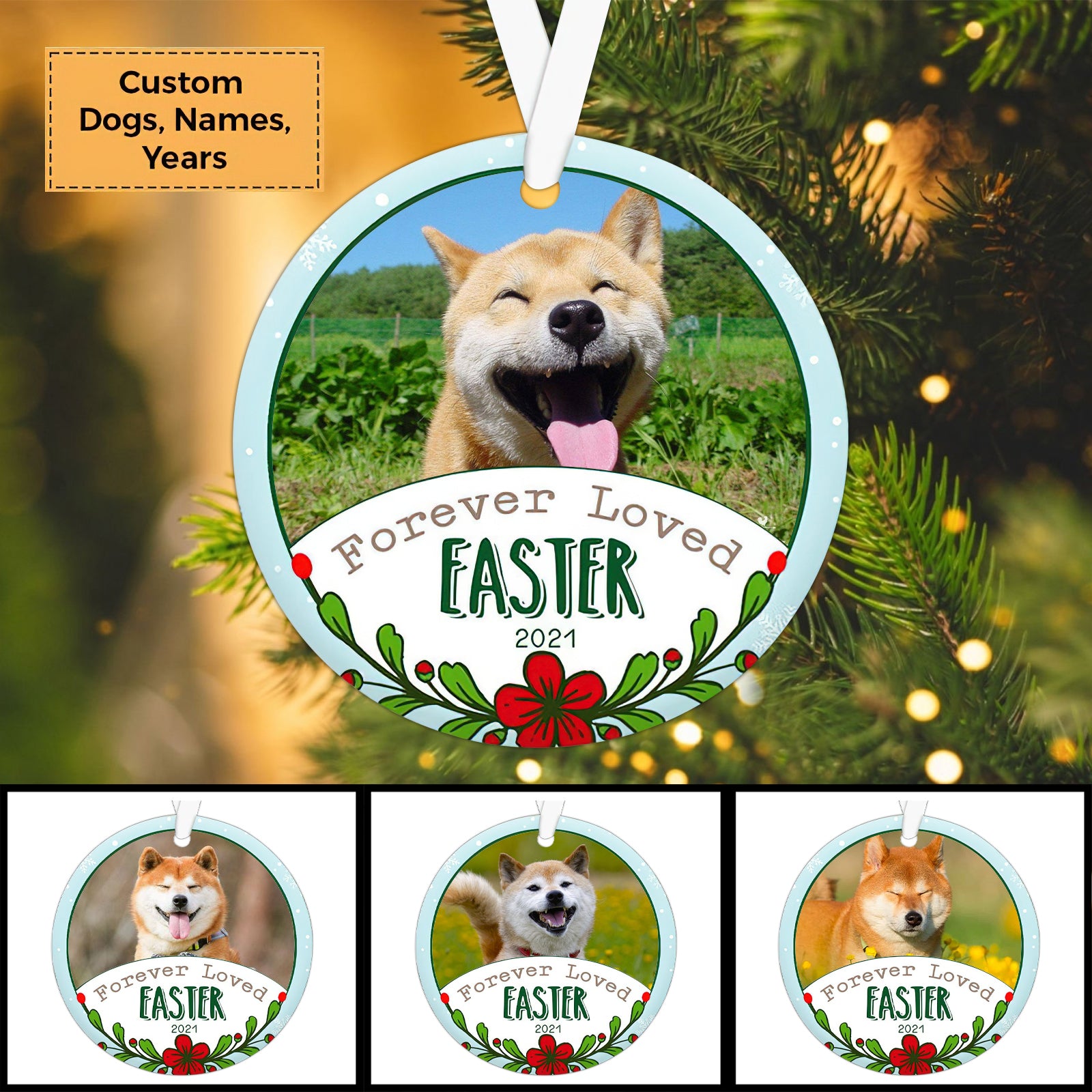 Custom Dog Photo Ceramic Ornament, Custom Pet Photo Ornament, Forever Loved Pet Custom Ornament - Christmas Ornament Gift For Dog Lovers, Pet Lovers