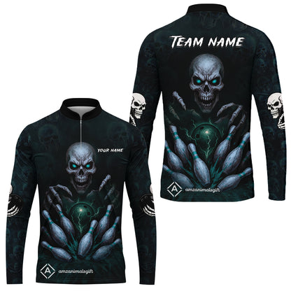 Custom Colorful Skull Bowling Team Jerseys Polo Shirts, Bowling uniforms, Multicolor Skull Bowling Personalized Name And Team Name