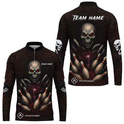 Custom Colorful Skull Bowling Team Jerseys Polo Shirts, Bowling uniforms, Multicolor Skull Bowling Personalized Name And Team Name