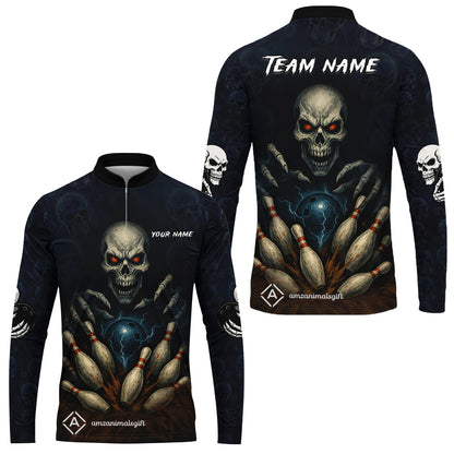 Custom Colorful Skull Bowling Team Jerseys Polo Shirts, Bowling uniforms, Multicolor Skull Bowling Personalized Name And Team Name