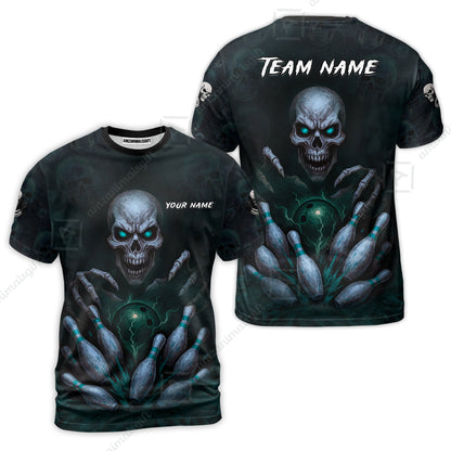Custom Colorful Skull Bowling Team Jerseys Polo Shirts, Bowling uniforms, Multicolor Skull Bowling Personalized Name And Team Name