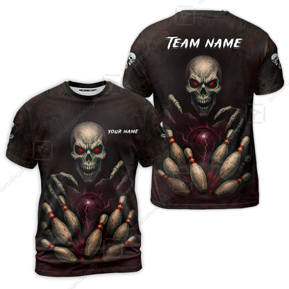 Custom Colorful Skull Bowling Team Jerseys Polo Shirts, Bowling uniforms, Multicolor Skull Bowling Personalized Name And Team Name