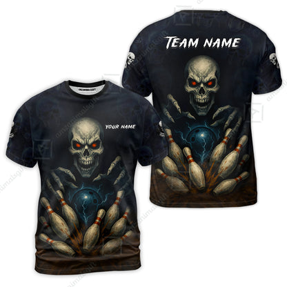 Custom Colorful Skull Bowling Team Jerseys Polo Shirts, Bowling uniforms, Multicolor Skull Bowling Personalized Name And Team Name