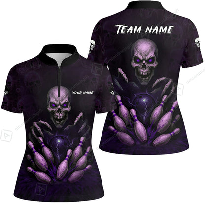 Custom Colorful Skull Bowling Team Jerseys Polo Shirts, Bowling uniforms, Multicolor Skull Bowling Personalized Name And Team Name