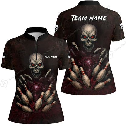 Custom Colorful Skull Bowling Team Jerseys Polo Shirts, Bowling uniforms, Multicolor Skull Bowling Personalized Name And Team Name