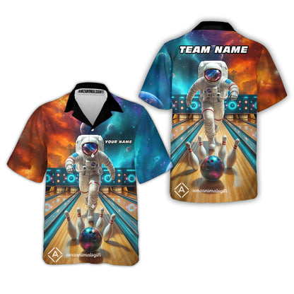 Custom Space Strike Bowling Team Jerseys Polo Shirts, Bowling uniforms, Astronaut Bowling Personalized Name And Team Name