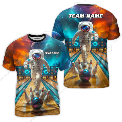 Custom Space Strike Bowling Team Jerseys Polo Shirts, Bowling uniforms, Astronaut Bowling Personalized Name And Team Name