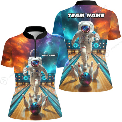 Custom Space Strike Bowling Team Jerseys Polo Shirts, Bowling uniforms, Astronaut Bowling Personalized Name And Team Name