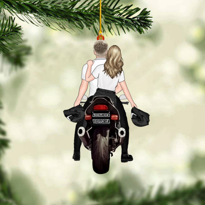 Personalized Motorcycle Christmas Ornament, Couple Rider, Custom Ornament Christmas Gift, Keychain Motorcycle, Car Ornament Motorcycle