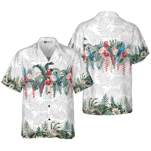 Macaw Parrot Hawaiian Shirt, Vintage Botanical Lotus And Macaw Parrot Hawaiian Shirt, Colorful Summer Aloha Shirt, Gift For Husband, Wife, Friend - Amzanimalsgift