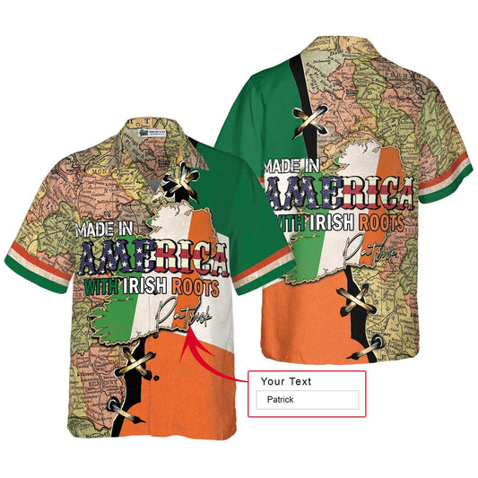 Made In America With Irish Roots Custom Name Hawaiian Shirt, Personalized Colorful Summer Aloha Shirts For Men Women, Perfect Gift For Husband, Wife - Amzanimalsgift