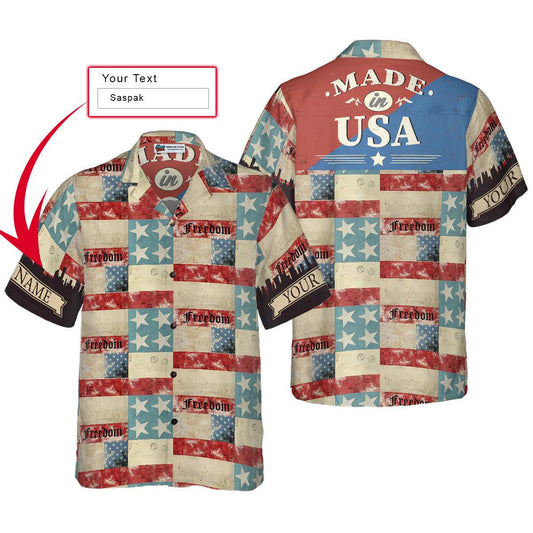 Made In USA Classic Vintage Custom Hawaiian Shirt, Made In USA Hawaiian Shirt, Custom Aloha Shirt - Perfect Gift For Men, Women, Friend, Family - Amzanimalsgift