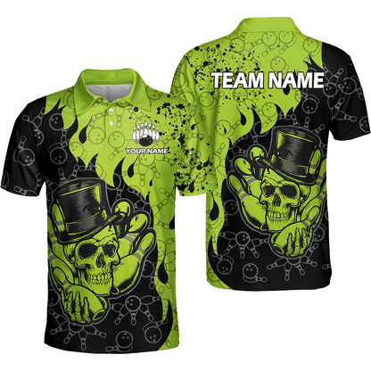 Custom Bowling Team Shirt – Skull Bowling Pattern Multicolor Personalized Jersey Bowling Uniform For League Players