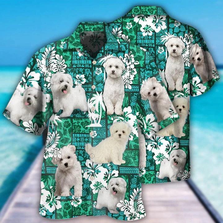 Maltese Aloha Hawaii Shirt - Dog Green Tropical Style Hawaiian Shirt For Summer - Perfect Gift For Dog Lovers, Friend, Family - Amzanimalsgift