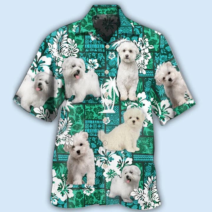 Maltese Aloha Hawaii Shirt - Dog Green Tropical Style Hawaiian Shirt For Summer - Perfect Gift For Dog Lovers, Friend, Family - Amzanimalsgift