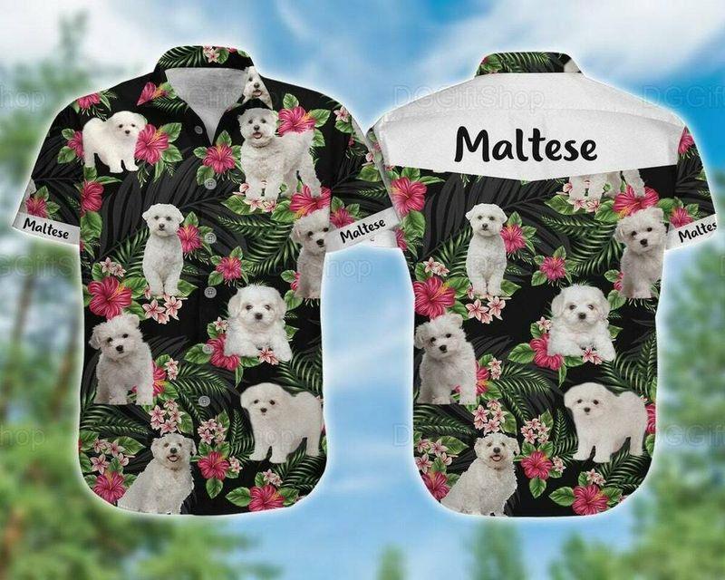 Maltese Dog Aloha Hawaiian Shirt - White Mastiff Pet Cute Hawaiian Shirt, Hibiscus Tropical Pattern Hawaiian Shirt For Men & Women, Maltese Dog Lover - Amzanimalsgift