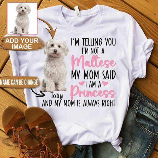 Maltese Unisex T Shirt Custom - Customize Name & Photo I'm Telling You I'm Not A Maltese Personalized Unisex T Shirt - Gift For Dog Lovers, Friend, Family - Amzanimalsgift