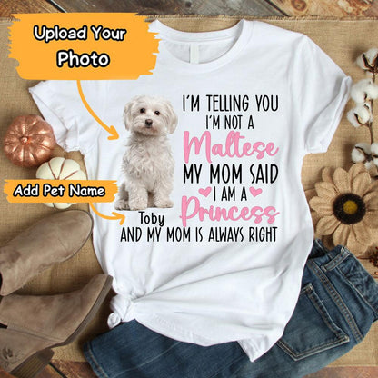 Maltese Unisex T Shirt Custom - Customize Name & Photo I'm Telling You I'm Not A Maltese Personalized Unisex T Shirt - Gift For Dog Lovers, Friend, Family - Amzanimalsgift