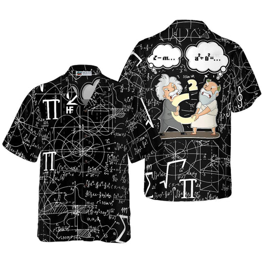Math Lover Aloha Hawaiian Shirt, Pythagoras And Einstein Hawaiian Shirt, Math Hawaiian Shirt For Summer - Perfect Gift For Men, Women, Math Lover - Amzanimalsgift