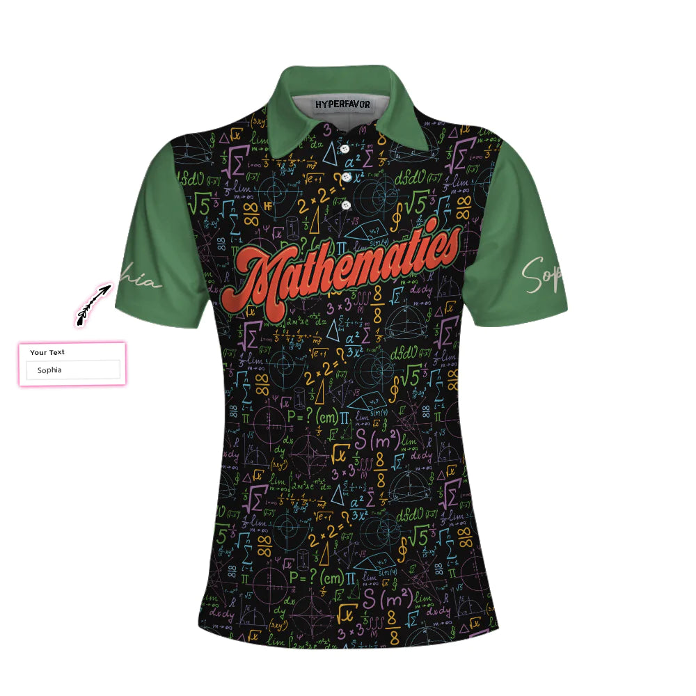 Math Teacher Custom Name Women Polo Shirt, I'm A Math Teacher I'm Always Right, Math Symbols Women Polo Shirts, Cool Gift For Female Teacher, Ladies - Amzanimalsgift