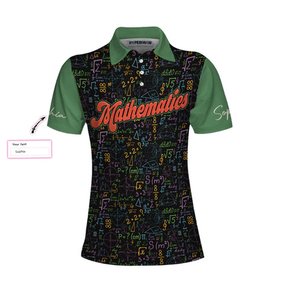 Math Teacher Custom Name Women Polo Shirt, I'm A Math Teacher I'm Always Right, Math Symbols Women Polo Shirts, Cool Gift For Female Teacher, Ladies - Amzanimalsgift