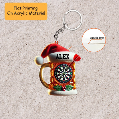 Personalized Christmas Dart Ornament, Dart On A Cup Of Beer Christmas, Custom Ornament Christmas Gift, Keychain Dart Christmas, Car Ornament Dart Christmas