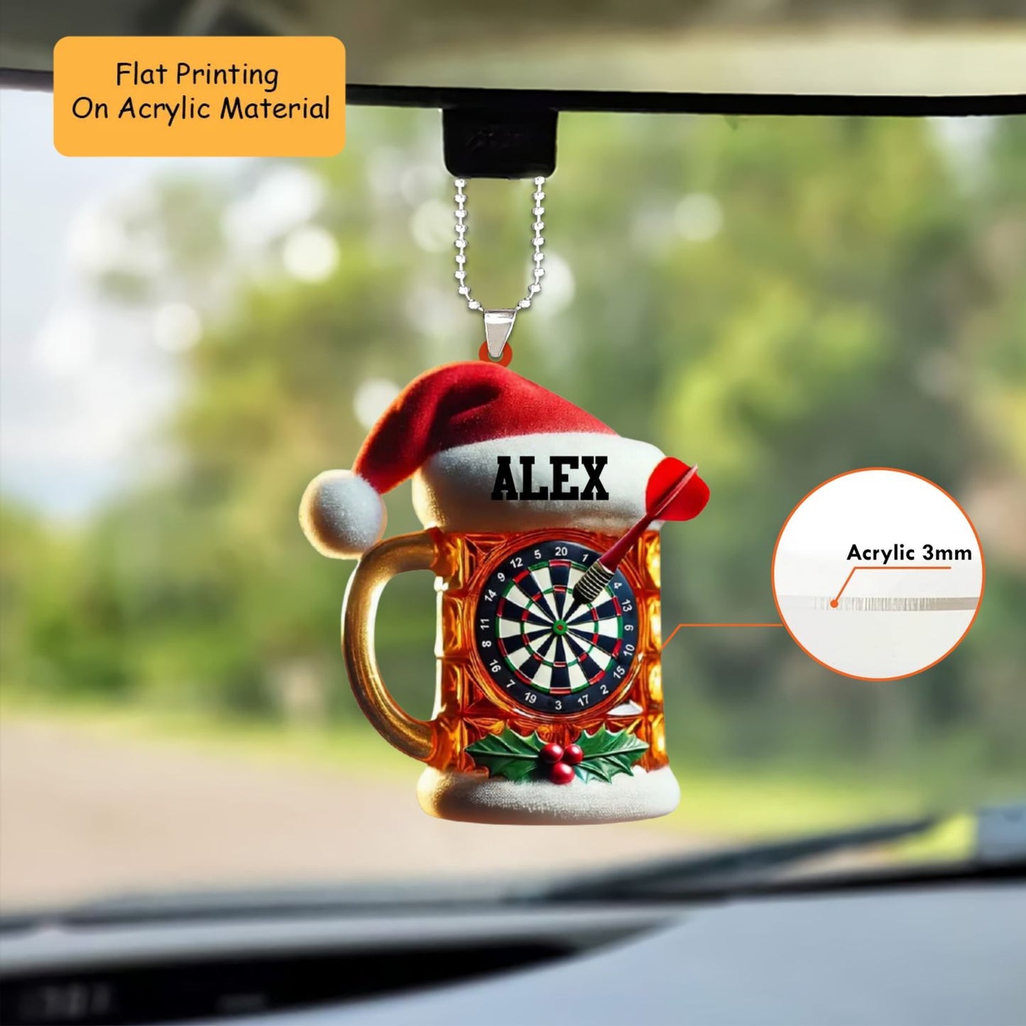 Personalized Christmas Dart Ornament, Dart On A Cup Of Beer Christmas, Custom Ornament Christmas Gift, Keychain Dart Christmas, Car Ornament Dart Christmas
