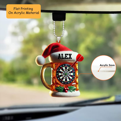 Personalized Christmas Dart Ornament, Dart On A Cup Of Beer Christmas, Custom Ornament Christmas Gift, Keychain Dart Christmas, Car Ornament Dart Christmas