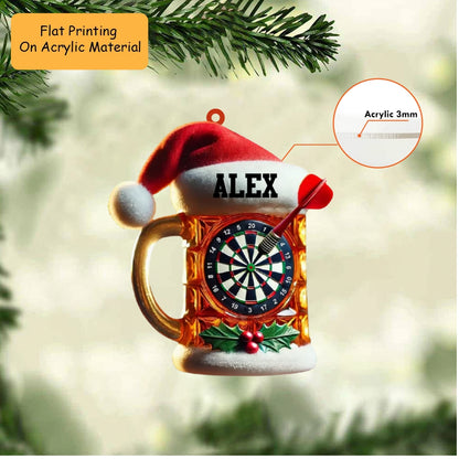 Personalized Christmas Dart Ornament, Dart On A Cup Of Beer Christmas, Custom Ornament Christmas Gift, Keychain Dart Christmas, Car Ornament Dart Christmas