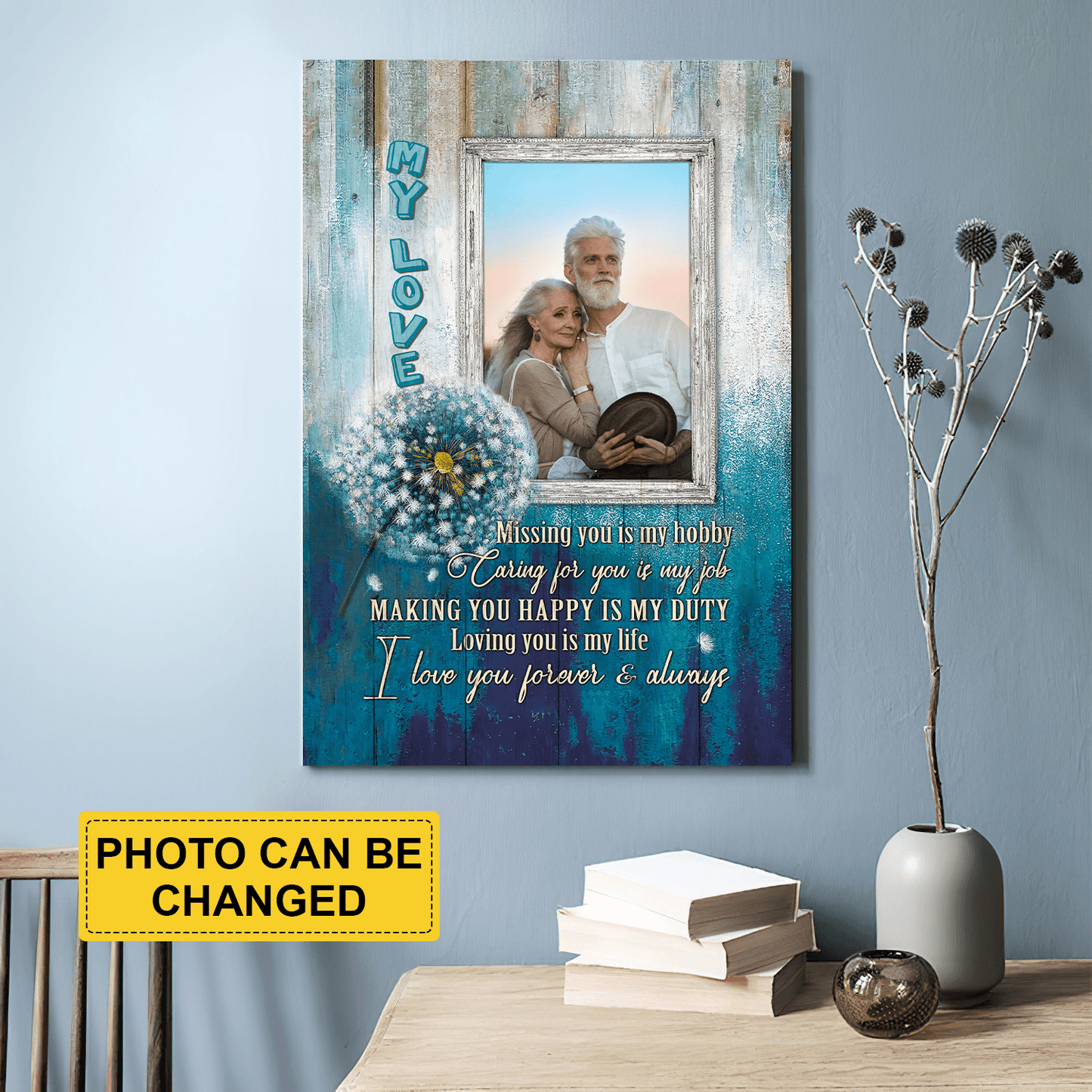 Memorial Canvas - Personalized Custom Portrait Canvas - My Love, Missing You Is My Hobby - Custom Memorial Gift For Someone Who Lost A Loved One - Amzanimalsgift