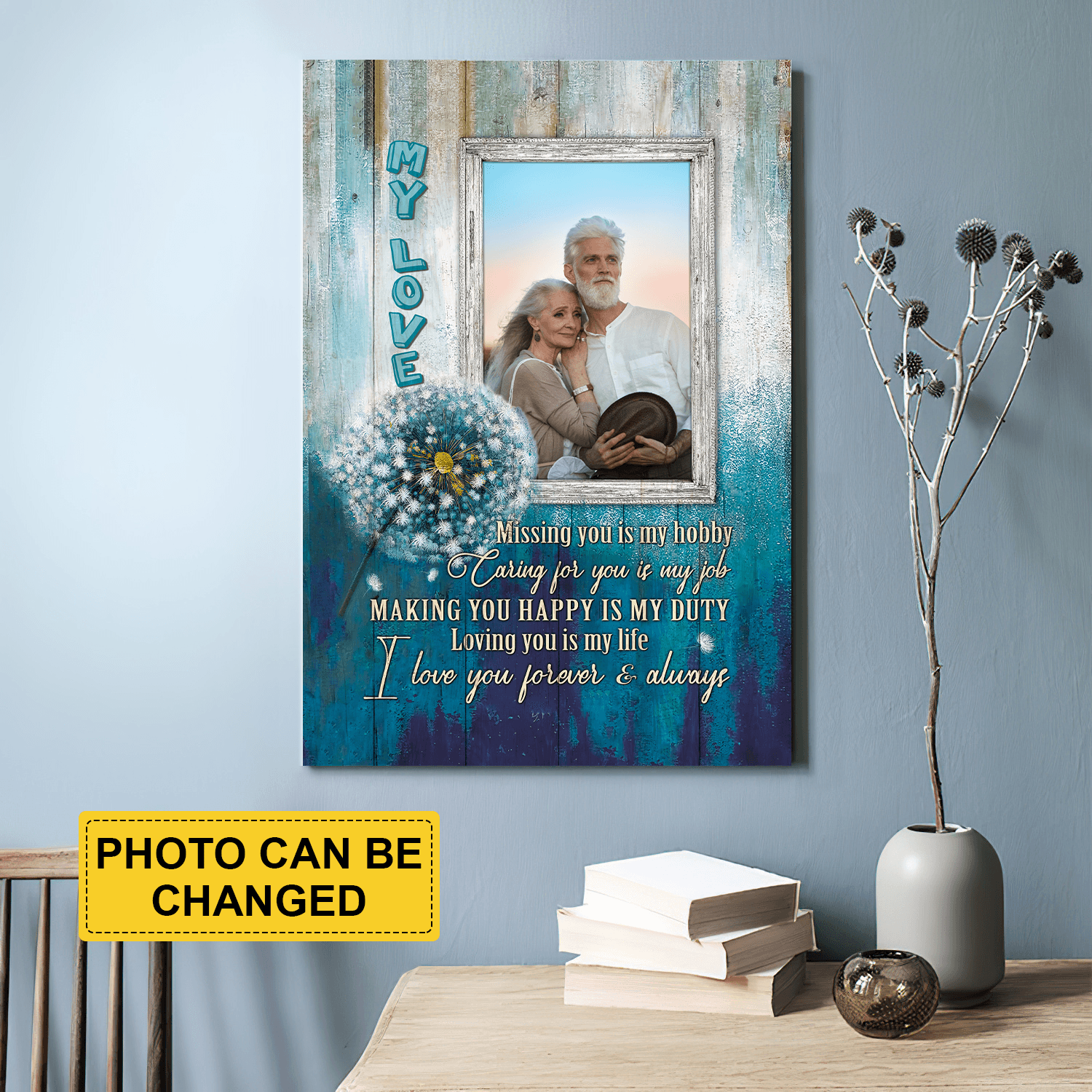 Memorial Canvas - Personalized Custom Portrait Canvas - My Love, Missing You Is My Hobby - Custom Memorial Gift For Someone Who Lost A Loved One - Amzanimalsgift