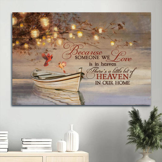 Memorial Landscape Canvas - Beautiful lantern, Romantic date, Cardinal Landscape Canvas - Memorial Gift For Family Members - Because someone we love is in heaven - Amzanimalsgift