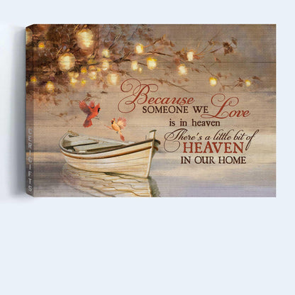 Memorial Landscape Canvas - Beautiful lantern, Romantic date, Cardinal Landscape Canvas - Memorial Gift For Family Members - Because someone we love is in heaven - Amzanimalsgift