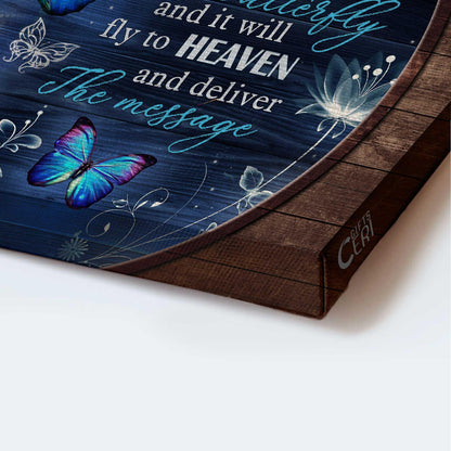 Memorial Landscape Canvas- Blue butterfly, Abstract flowers, Memorial gift- Gift for members family- Whisper I love you to a butterfly - Heaven Landscape Canvas Prints, Home Decor Wall Art - Amzanimalsgift
