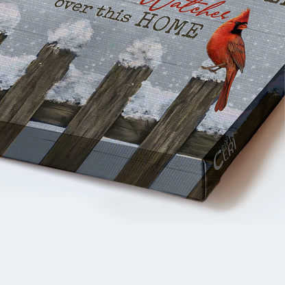 Memorial Landscape Canvas- Snow fence, Red cardinal- Gift for members family- A big piece of my heart lives in heaven - Heaven Landscape Canvas Prints, Wall Art - Amzanimalsgift