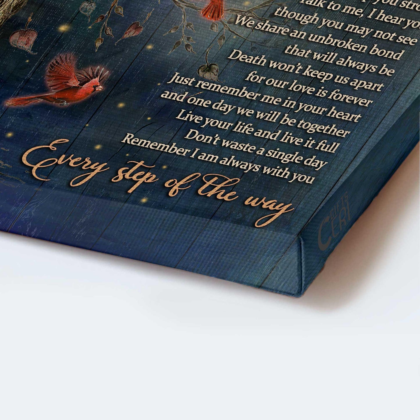 Memorial Portrait Canvas- Red cardinal bird, Inspirational quotes, I never left you - Memorial gift for family- Heaven Portrait Canvas Prints, Home Decor Wall Art - Amzanimalsgift