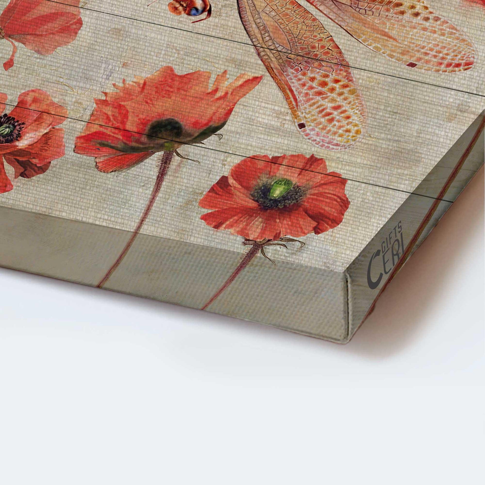 Memorial Portrait Canvas- Red dragonfly, Poppy painting - Gift for members family- Signs from heaven show up to remind you love never dies - Heaven Portrait Canvas Prints, Wall Art - Amzanimalsgift