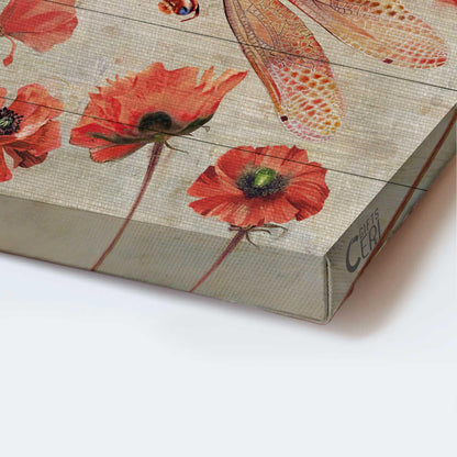 Memorial Portrait Canvas- Red dragonfly, Poppy painting - Gift for members family- Signs from heaven show up to remind you love never dies - Heaven Portrait Canvas Prints, Wall Art - Amzanimalsgift